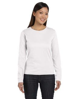 LAT Ladies Combed Cotton Long Sleeve T-Shirt 3588 | White - Front