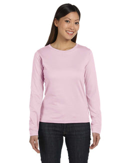 LAT Ladies Combed Cotton Long Sleeve T-Shirt 3588 | Pink - Front