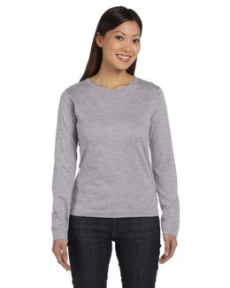 LAT Ladies Combed Cotton Long Sleeve T-Shirt 3588 | Heather - Front