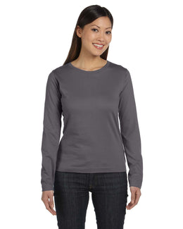 LAT Ladies Combed Cotton Long Sleeve T-Shirt 3588 | Charcoal - Front