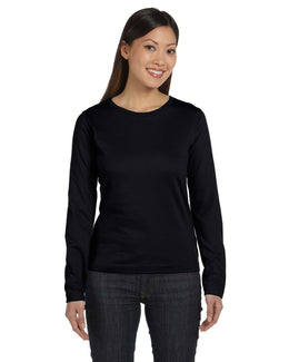 LAT Ladies Combed Cotton Long Sleeve T-Shirt 3588 | Black - Front