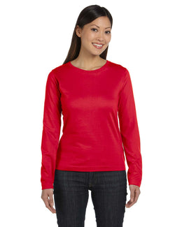 LAT Ladies Combed Cotton Long Sleeve T-Shirt 3588 | Red - Front