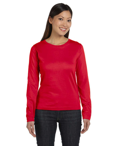 LAT Ladies Combed Cotton Long Sleeve T-Shirt 3588 | Red - Front