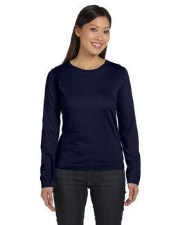 LAT Ladies Combed Cotton Long Sleeve T-Shirt 3588 | Navy - Front