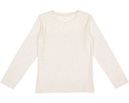 LAT Ladies Combed Cotton Long Sleeve T-Shirt 3588 | Natural Heather - Front