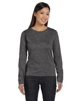 LAT Ladies Combed Cotton Long Sleeve T-Shirt 3588 | Vintage Smoke - Front