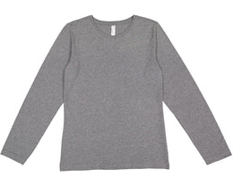 LAT Ladies Combed Cotton Long Sleeve T-Shirt 3588 | Granite Heather - Front