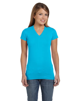 LAT Junior V-Neck T-Shirt 3607 | Aqua - Front