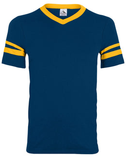 Augusta Sleeve Striped Jersey 360 | Navy/ Gold - Front