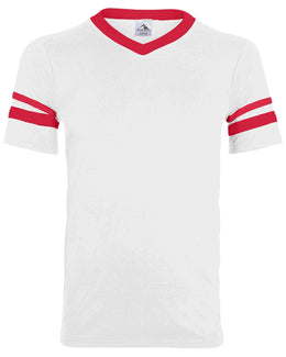 Augusta Sleeve Striped Jersey 360 | White/ Red - Front