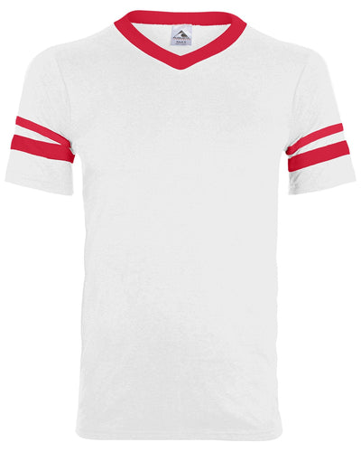 Augusta Sleeve Striped Jersey 360 | White/ Red - Front