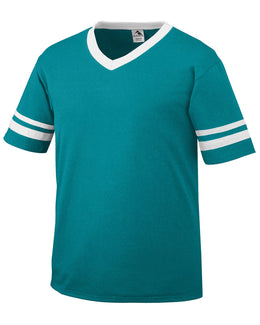 Augusta Sleeve Striped Jersey 360 | Teal/ White - Front