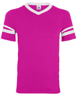 Augusta Sleeve Striped Jersey 360 | Power Pink/ Wht - Front