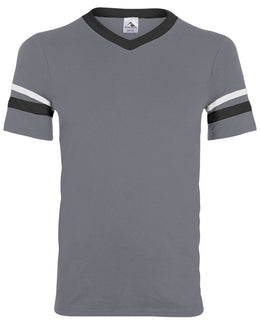 Augusta Sleeve Striped Jersey 360 | Grphite/ Blk/ Wh - Front
