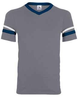 Augusta Sleeve Striped Jersey 360 | Graphite/ Nv/ Wh - Front