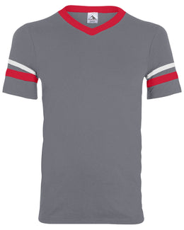 Augusta Sleeve Striped Jersey 360 | Grphite/ Red/ Wh - Front