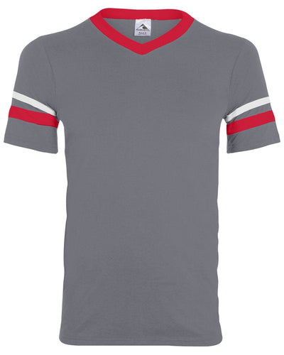 Augusta Sleeve Striped Jersey 360 | Grphite/ Red/ Wh - Front