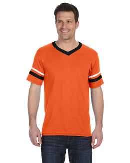 Augusta Sleeve Striped Jersey 360 | Orange/ Blk/ Wht - Front