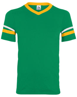 Augusta Sleeve Striped Jersey 360 | Kelly/ Gold/ Wht - Front