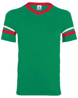 Augusta Sleeve Striped Jersey 360 | Kelly/ Red/ Wht - Front