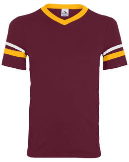 Augusta Sleeve Striped Jersey 360 | Maroon/ Gld/ Wht - Front