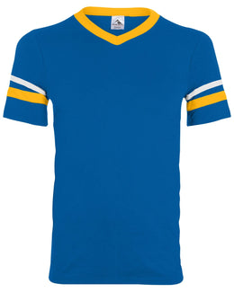 Augusta Sleeve Striped Jersey 360 | Royal/ Gold/ Wht - Front