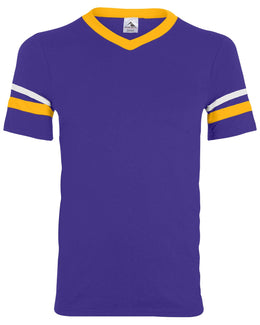Augusta Sleeve Striped Jersey 360 | Purple/ Gld/ Wht - Front