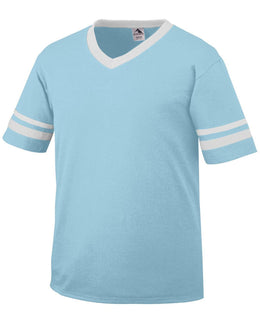 Augusta Sleeve Striped Jersey 360 | Aqua/ White - Front