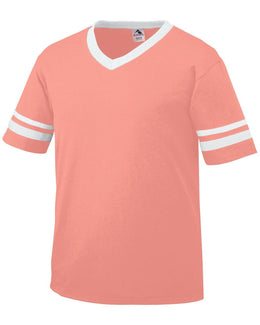 Augusta Sleeve Striped Jersey 360 | Coral/ White - Front