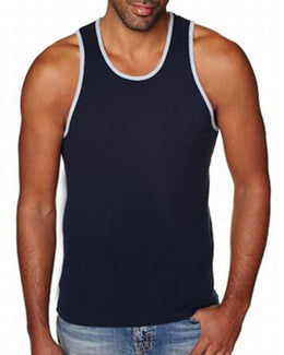 Next Level Mens Cotton Tank 3633 | Mid Ny/ Hthr Gry - Front