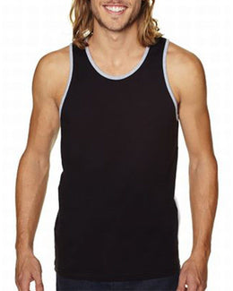 Next Level Mens Cotton Tank 3633 | Black/ Hthr Grey - Front
