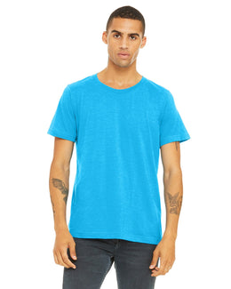 Bella+Canvas Mens Poly-Cotton Short Sleeve T-Shirt 3650 | Neon Blue - Front