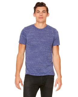 Bella+Canvas Mens Poly-Cotton Short Sleeve T-Shirt 3650 | Navy Marble - Front