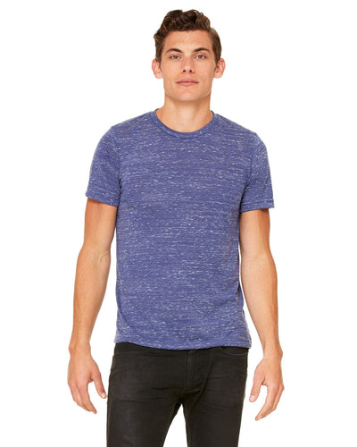 Bella+Canvas Mens Poly-Cotton Short Sleeve T-Shirt 3650 | Navy Marble - Front