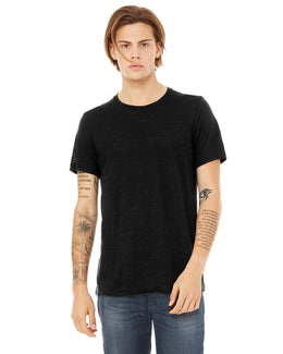 Bella+Canvas Mens Poly-Cotton Short Sleeve T-Shirt 3650 | Solid Black Slub - Front