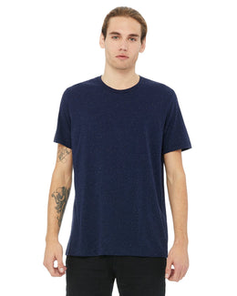 Bella+Canvas Mens Poly-Cotton Short Sleeve T-Shirt 3650 | Navy Speckled - Front