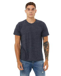 Bella+Canvas Mens Poly-Cotton Short Sleeve T-Shirt 3650 | Navy Slub - Front