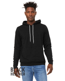 Bella+Canvas Unisex Sponge Fleece Pullover Hoodie 3719 | Black Heather - Front