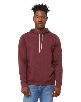 Bella+Canvas Unisex Sponge Fleece Pullover Hoodie 3719 | Heather Maroon - Front