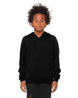 Bella+Canvas Youth Sponge Fleece Pullover Hooded Sweatshirt 3719Y | Black - Front
