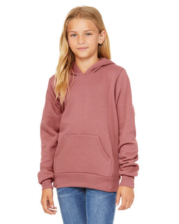 Bella+Canvas Youth Sponge Fleece Pullover Hooded Sweatshirt 3719Y | Mauve - Front