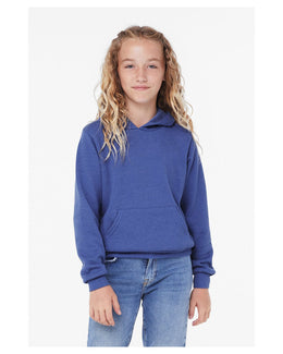 Bella+Canvas Youth Sponge Fleece Pullover Hooded Sweatshirt 3719Y | Hthr True Royal - Front