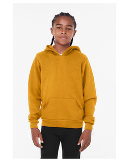 Bella+Canvas Youth Sponge Fleece Pullover Hooded Sweatshirt 3719Y | Heather Mustard - Front