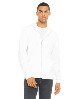 Bella+Canvas Unisex Poly-Cotton Fleece Full-Zip Hoodie 3739 | White - Front