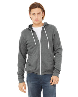 Bella+Canvas Unisex Poly-Cotton Fleece Full-Zip Hoodie 3739 | Deep Heather - Front
