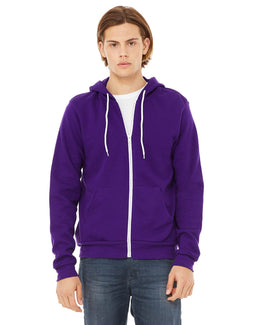 Bella+Canvas Unisex Poly-Cotton Fleece Full-Zip Hoodie 3739 | Team Purple - Front