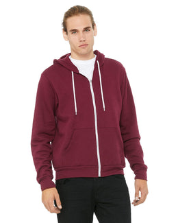 Bella+Canvas Unisex Poly-Cotton Fleece Full-Zip Hoodie 3739 | Maroon - Front