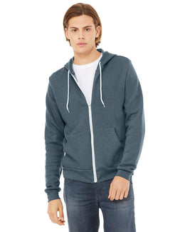 Bella+Canvas Unisex Poly-Cotton Fleece Full-Zip Hoodie 3739 | Heather Slate - Front