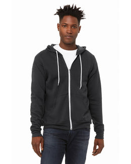 Bella+Canvas Unisex Poly-Cotton Fleece Full-Zip Hoodie 3739 | Dtg Dark Grey - Front