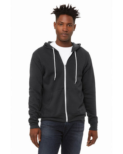 Bella+Canvas Unisex Poly-Cotton Fleece Full-Zip Hoodie 3739 | Dtg Dark Grey - Front